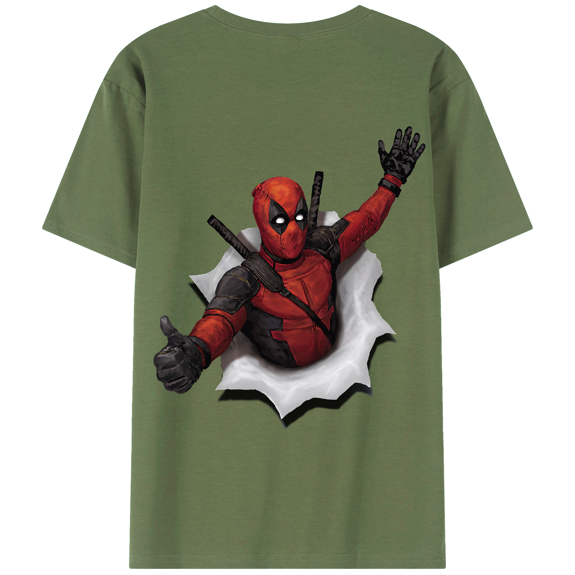 （画像用） Deadpool デッドプール 綿100％ メンズ半袖Tシャツ（バックプリント） 通気性